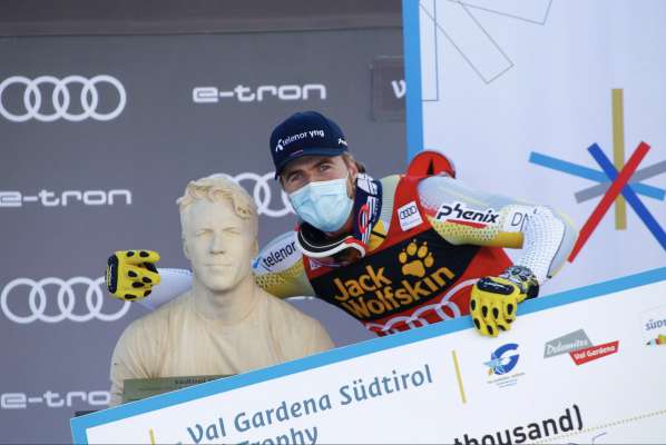 Aleksander Aamodt Kilde à venciù l "Ski Trophy" de Gherdëina (fotografia de "Saslong Classic Club").
