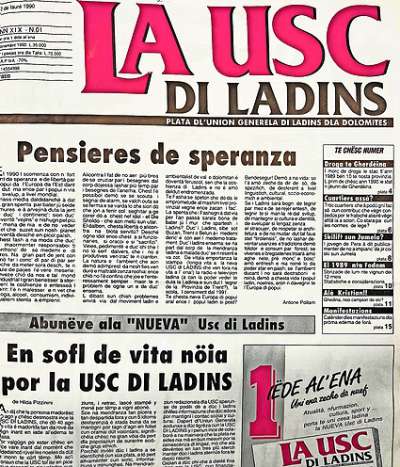 L prim numer de La Usc di Ladins n iede al’ena, daté 2.2.1990.
