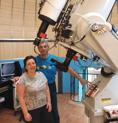 Francesca Limiroli con Ivan Prandelli tel Osservatorie Astronommich Serafino Zani.
